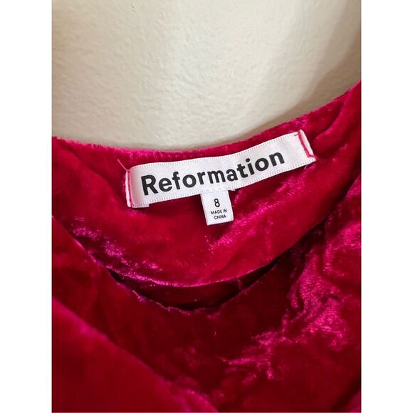 Reformation Salamanca Rhubarb Velvet Dress - Picture 11 of 11